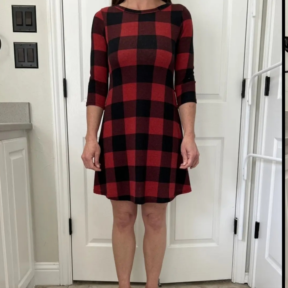 Red and Black Checkered Dress